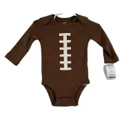 Carter's Football Long Sleeve One Piece Infant 6M Brown 100% Cotton