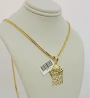 Real 10k Gold Basketball Charm & Franco Chain SET 10kt 2.5mm Franco Necklace 24"