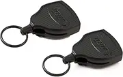 Key-Bak Super 48 Locking Professional Heavy Duty Self Retracting Key Reel with Retractable Kevlar Cord, 48" Black (2 Pack)