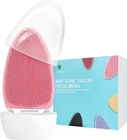 NEWDERMO Electric Facial Cleansing Brush,Silicone Facial Brush, Waterproof Skin Care Device For Gentle Exfoliation,Deep Cleansing,Face Massage-Pink