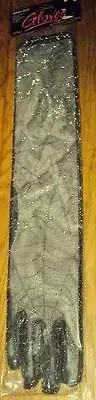 Womens Halloween Black & Silver Spider Webs Long Gloves Costume Ages 5+