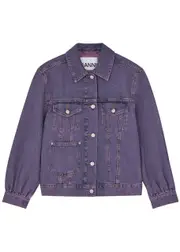 Ganni Overdyed Bleached Denim Jacket - Lilac - 10 10
