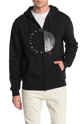 Quiksilver Men's Pine Circle Walford Zip Up Hoodie Sweater Black Size Medium New