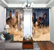 Horses Gallop Soil 3D Curtains Blockout Photo Printing Curtains Drape Fabric
