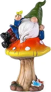 6.7Inch Resin Gnome Figurine, Outdoor Funny Garden Gnomes Decoration Statue Dwarf Figurines Ornament for Outdoor Decorations for Patio Yard Lawn Porch