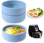 XANGNIER Silicone Air Fryer Egg Mold,3 Pcs Reusable Nonstick Egg Bites Pan-Alternative to Microwave Egg Cooker/Sous Vide Egg Bite Maker,BPA Free,Dishwasher Safe,Air Fryer Accessories,Blue