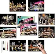 Scratch Painting Art Paper - Scratch Art for Adults & Teens: Premium DIY Craft Kit with Tools - Creative Adult& Teens Crafts for Home Decor & Stress Relief（Asia Series） A4-DESINIK