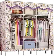 Portable Bedroom Wardrobe,Large Open Clothes Storage Organizer Wavy Lace Fabric Cupboard Storage Hanging Rail 169 * 167CM(Size:169 * 167CM,Color:F) (D 169 * 167CM)