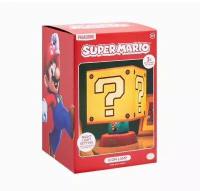 Super Mario Icon Lamp Question Block with Mario Desk Lamp Night Light 3 Settings