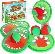 Billeeit Dinosaur Toss and Catch Ball Set, Catch Game Toys, Outdoor Toys for Kids 3+ 4 5 6 7 8, Backyard Lawn Games Pool Beach Toys with 4 Rackets, 4 Balls, 1 Drawstring Bag