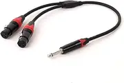 ROBAUN 1PC Audio Cable TS to XLR Y-Splitter 6.5mm TS Male to Dual XLR Male/Female for Microphone Cables Aluminum Metal Shel(Z01-D1001FX2-BKRD,0.29m)