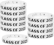 jojofuny 10 Pcs 2025 Graduation Wristband Graduation Bracelets Custom Wristbands Class of 2025 Bracelets Glow-in-The-Dark Stretchy Bands University Favors Silica Gel White