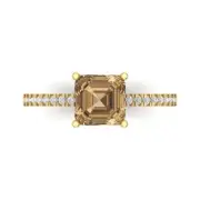 2.7Ct Asscher Cut Champagne Gemstone Gold Engagement Promise Statement Ring