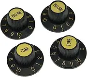 Dopro 4pcs Black with Gold Cap LP Metric Guitar Witch Hat Knobs Top Hat Knobs for SG Epi Les Paul