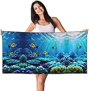 HTTUP Tranquil Underwater Scenery Print Quick Dry Beach Towel Lightweight Oversized for Adults for Travel and Pool Towels
