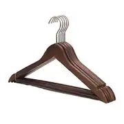 5Pcs Wood Hangers Sturdy Durable Space-Saving Clothes Hanger with Metal Hooks Closet Organizer Home Supply brown