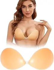 [Adarados] Push up Adhesive Bra Invisible Strapless Reusable Plunge Bras Backless Silicone Sticky Bra