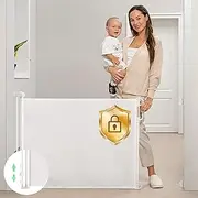 Momcozy Retractable Baby Gate, Mesh Baby Gate or Mesh Dog Gate, 33 Tall,Extends up to 55 Wide, Child Safety Gate for Doorways, Stairs, Hallways, Indoor/Outdoor