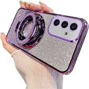 [QIWEIQING] Compatible with Samsung Galaxy A70 Glitter Case Compatible with Ma-gsafe, Rhinestone Bling Diamond Protective Case Ring Camera Protection Silicone Protective Case for Samsung Galaxy A70.