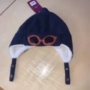 Children kids boys aviator hat glasses pilot blue fleece Airplane 3T 4T 5T