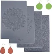 HOBBIESAY 4pcs Polymer Clay Texture Sheets Set Texture Sheets Polymer Clay Works with Polymer Clay Cutter Effect as Polymer Clay Texture Roller Flowers for DIY Clay Making