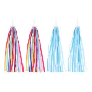 2 Set Bike Streamers, Scooter Handlebar Tassels Grips Ribbon, Blue/Colorful