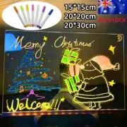 LED Note Board with 7 Coloured Pens Acrylic Dry Erase Illuminated Drawing Board