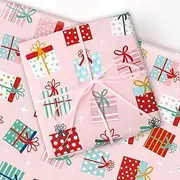 JarThenaAMCS 60 Sheets Christmas Pink Tissue Paper Colorful Gift Wrapping Paper Decorative Art Paper for Xmas Home Party DIY Crafts Supplies, 14 x 20 Inch