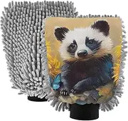 XYMZR Absorbent Microfiber Car Wash Mitt Honey Badger Sunflower, Funny Cute Anime Scratch Free for Cars Cleaning, Home Cleaning Mitts, 2 Pack, 10.24” L x 7.09” W
