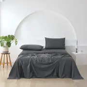 Essn 500TC Cotton Sateen Sheet Set Charcoal Double Bed