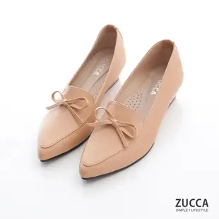 ZUCCA-尖頭皮革朵結高跟鞋-z7207lc