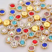 50 Gold Bling Crystal Rhinestone Pearl Flatback Buttons 9mm 11mm Wedding Crafts