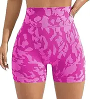 VCODWCSJO Women Seamless Tie Dye Sport Shorts Sexy Yoga Shorts Running Exercise Fitness Shorts High Waist Push Up Workout -Pink-L