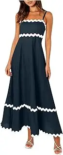 [Trendy Outfits for Women 2024] Summer Deals Clearance Outside,Dresses for Women 2024,Denim Dresses White Tops for Women Dressy Casual Modest Homecoming Dresses Midi Dresses Light Blue Dress for(17-Navy,L)