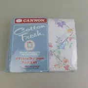 Vintage 70s NOS Cannon Cotton Fresh Sheet Set FULL Retro Floral Printed #9520