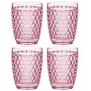 4PK Ladelle Tate Geometric 350ml Acrylic Tumbler Drinking Water/Juice Cup Set - Strawberry