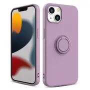 ZUSLAB Silicone Stand Case for iPhone 13 Mini 5.4" Magnetic Finger Ring Kickstand Bumper Protective Cover for Apple - Purple