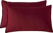 Twin Pack Vintage Washed Microfibre Standard Pillowcase (Burgundy, Standard)