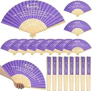Threehoney 50 Pack Funeral Favors for Guests in Loving Memory Handheld Fans Paper Folding Hand Fan Bulk Funeral Gifts for Services Condolence Sympathy Accessories (Purple)
