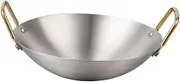 FytStycale Wok Frying Pan Made of Stainless Steel, Cookware, Pan, Sauté Pan for Simmering Food, Frying Meat and Vegetables, 26cm