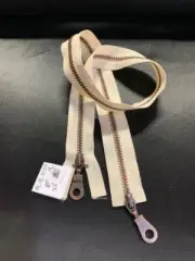 22" Ivory Metal 2-way Separating Zipper with Stylized Metal Pulls