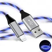 Light Up iPhone Charger Cable LED iPhone Charger Cord Apple MFi Certified Cool USB Fast Charging for iPhone 14 13 12 11 Pro Max XR X SE 8 Plus iPad iPod Touch More (3ft, Blue)