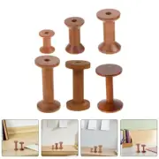 6 Pcs Vintage Wooden Spool Embroidery Thread Holder Household Holders