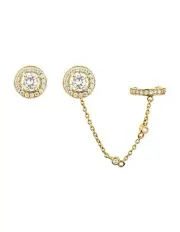 [SALLY SKOUFIS] Aliven Diamonds Stud And Ear Cuff Set in Gold Plated
