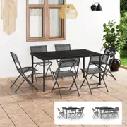 Outdoor Dining Set Steel Garden Table and Chair Furniture Set 7/9 Piece vidaXL