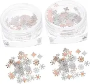 OATIPHO 2 Boxes Snowflake Nail Confetti Glitter Flakes for DIY Nail Art Orange and White Snowflake Slices for Christmas Party Crafts and Decorations