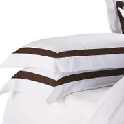 Ava Collection White Standard Pillowcase Set - Espresso Trim