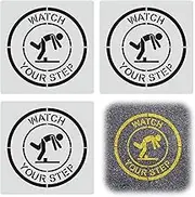 3pcs Watch Your Step Stencils, Watch Your Step Sign Large Wall Stencil Reusable Craft Letter Stencil Watch Your Step Paint Warning Safety Stencils for Floors Walls Stairs