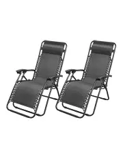 [Hacienda] Zero Gravity Folding Reclining Chair 2 Pieces in Black