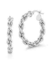 Chloe and Madison Silver Rope Chain Hoops